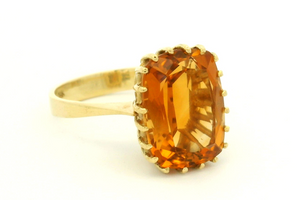 VINTAGE MID CENTURY c1960 CITRINE COCKTAIL RING 18ct GOLD