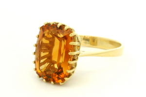 VINTAGE MID CENTURY c1960 CITRINE COCKTAIL RING 18ct GOLD