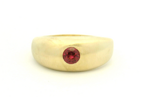 R&V BESPOKE FLUSH SET RED TOURMALINE RING 14ct GOLD