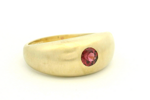 R&V BESPOKE FLUSH SET RED TOURMALINE RING 14ct GOLD