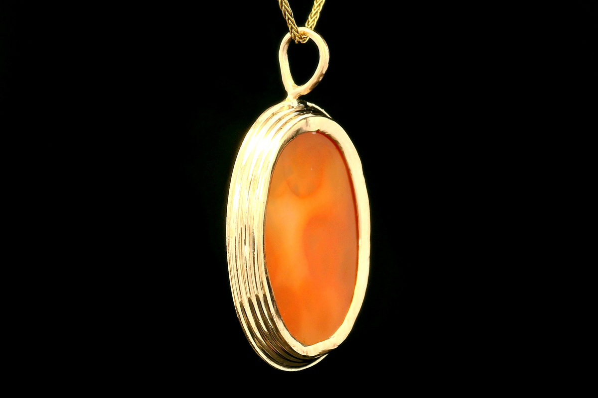 ANTIQUE VICTORIAN c1880’s CARNELIAN INTAGLIO SEAL PENDANT 9ct GOLD