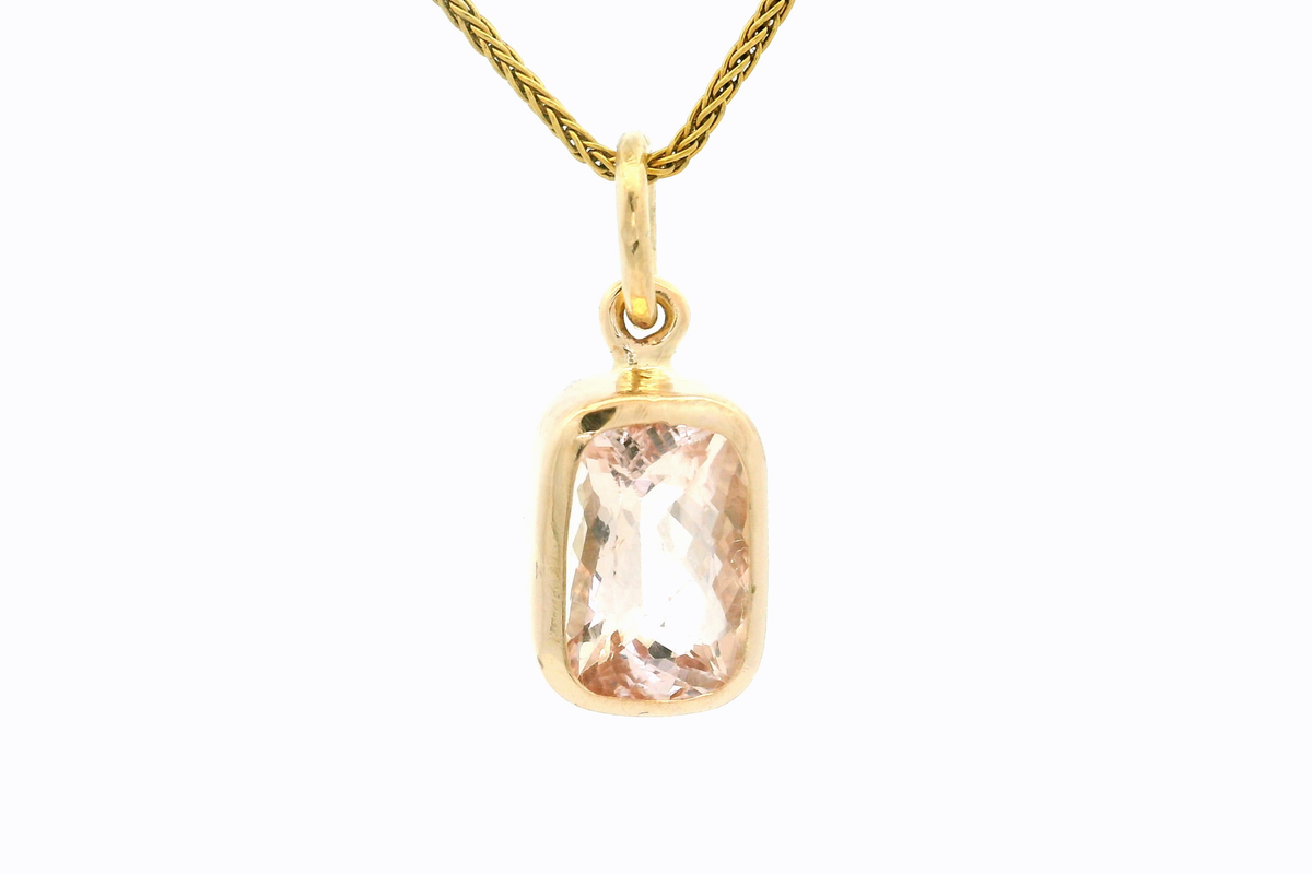 R&amp;V BESPOKE 3ct MORGANITE PENDANT 9ct GOLD