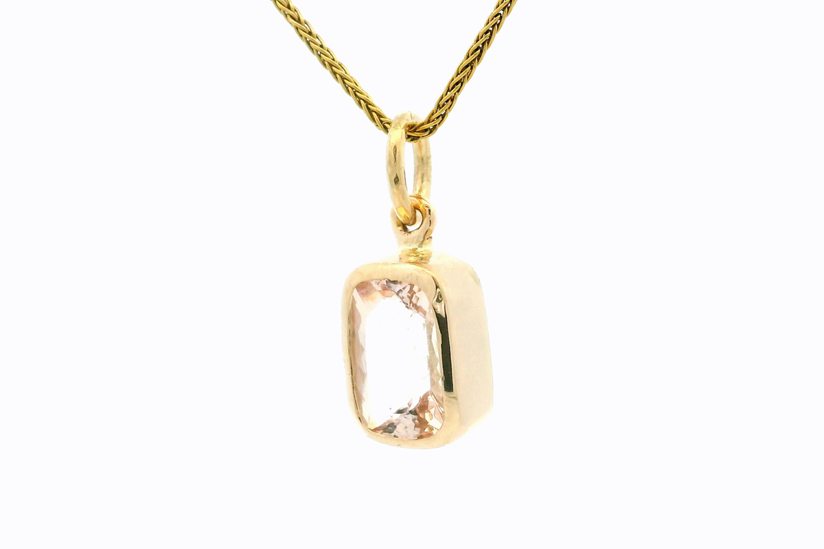 R&amp;V BESPOKE 3ct MORGANITE PENDANT 9ct GOLD