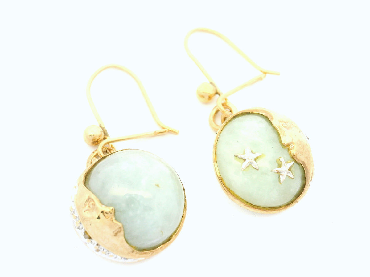 ANTIQUE EDWARDIAN c1910 JADE EARRINGS 9ct GOLD