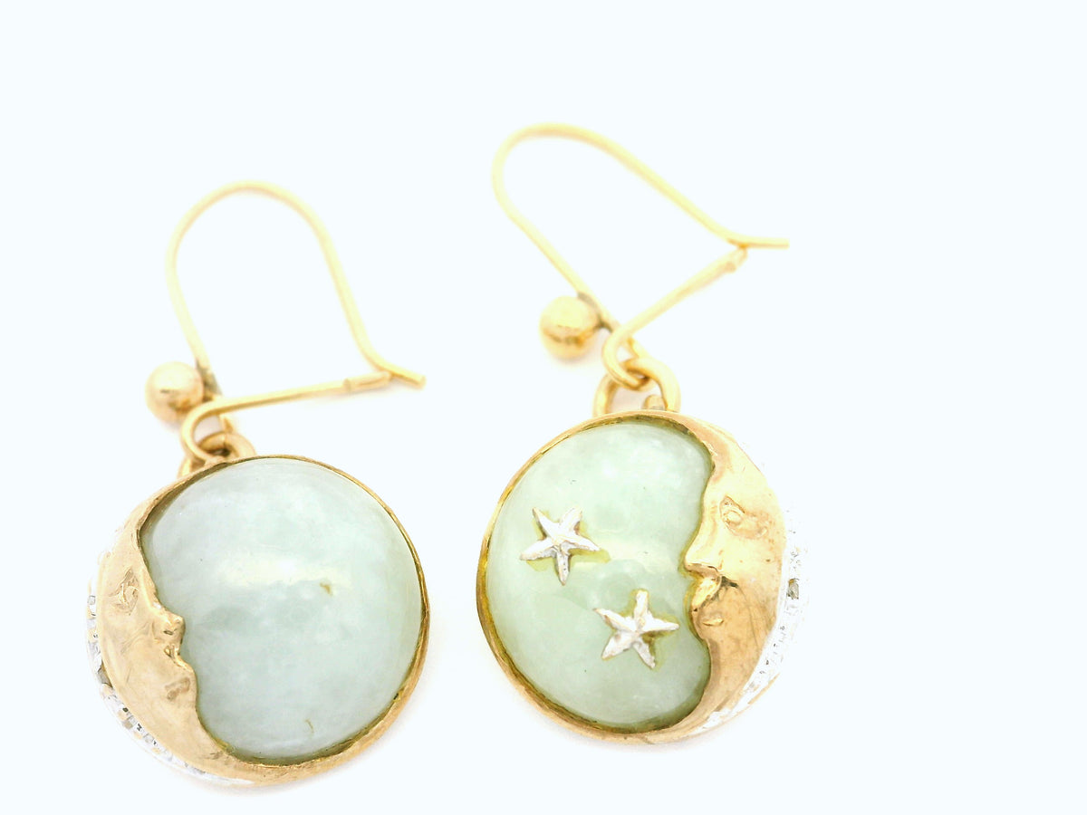 ANTIQUE EDWARDIAN c1910 JADE EARRINGS 9ct GOLD