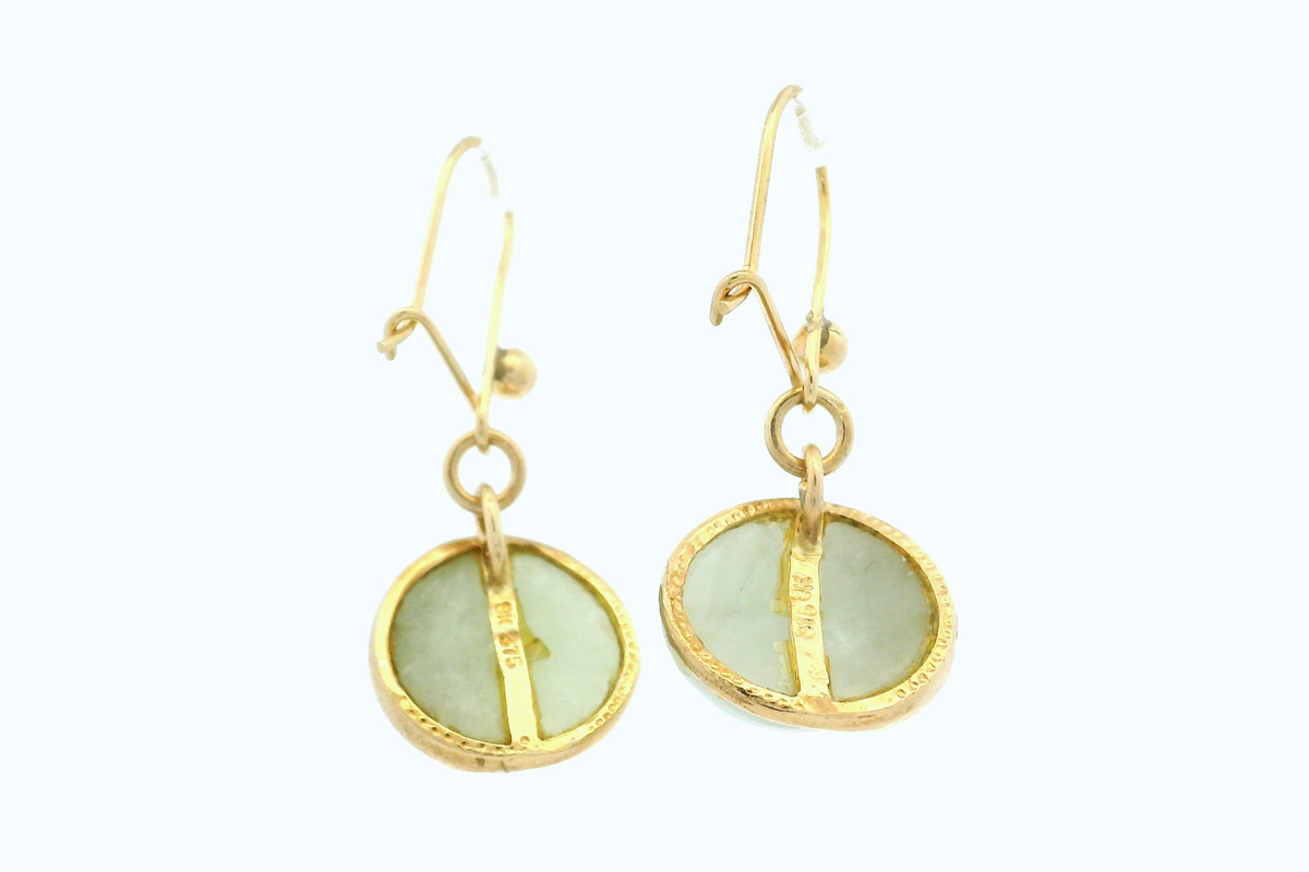 ANTIQUE EDWARDIAN c1910 JADE EARRINGS 9ct GOLD