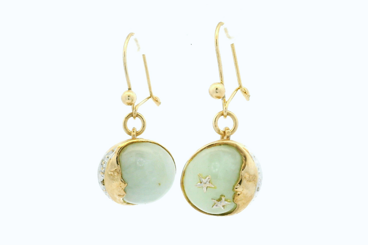 ANTIQUE EDWARDIAN c1910 JADE EARRINGS 9ct GOLD