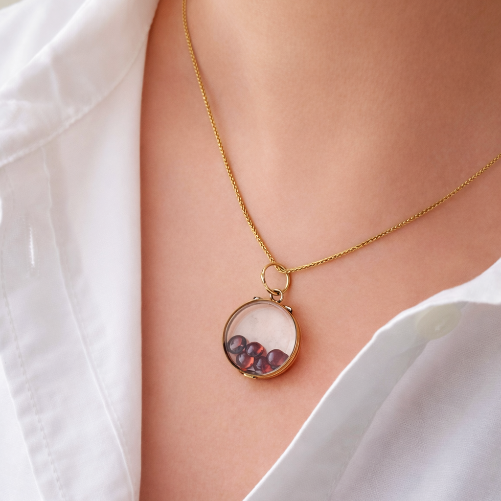 ANTIQUE EDWARDIAN GLASS LOCKET 9ct GOLD
