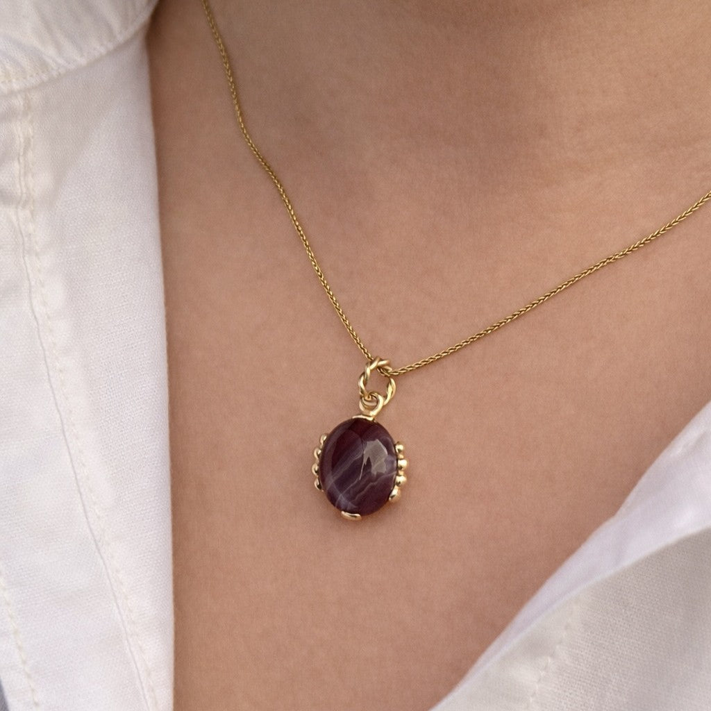 CUSTOM BANDED AGATE PENDANT 9ct GOLD
