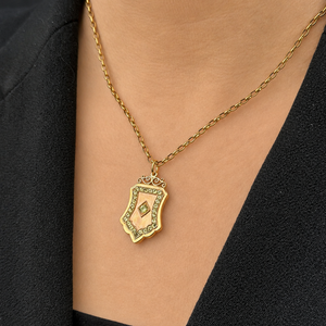 VINTAGE PERIDOT SHIELD PENDANT 9ct GOLD