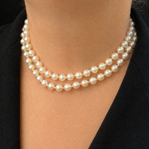 MID-CENTURY 1965 DOUBLE PEARL STRAND WITH CITRINE CLASP 9ct GOLD