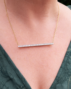 ART DECO 1.85ct DIAMOND BAR PENDANT 14ct GOLD