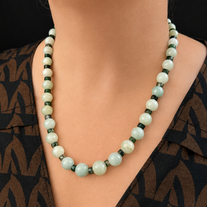 BESPOKE JADE & MOSS AGATE NECKLACE 9ct GOLD