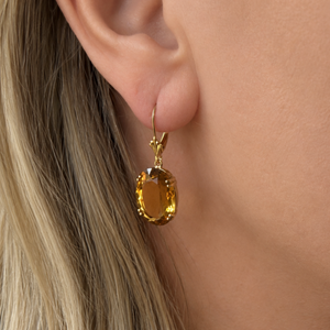 VINTAGE CITRINE EARRINGS 9ct GOLD