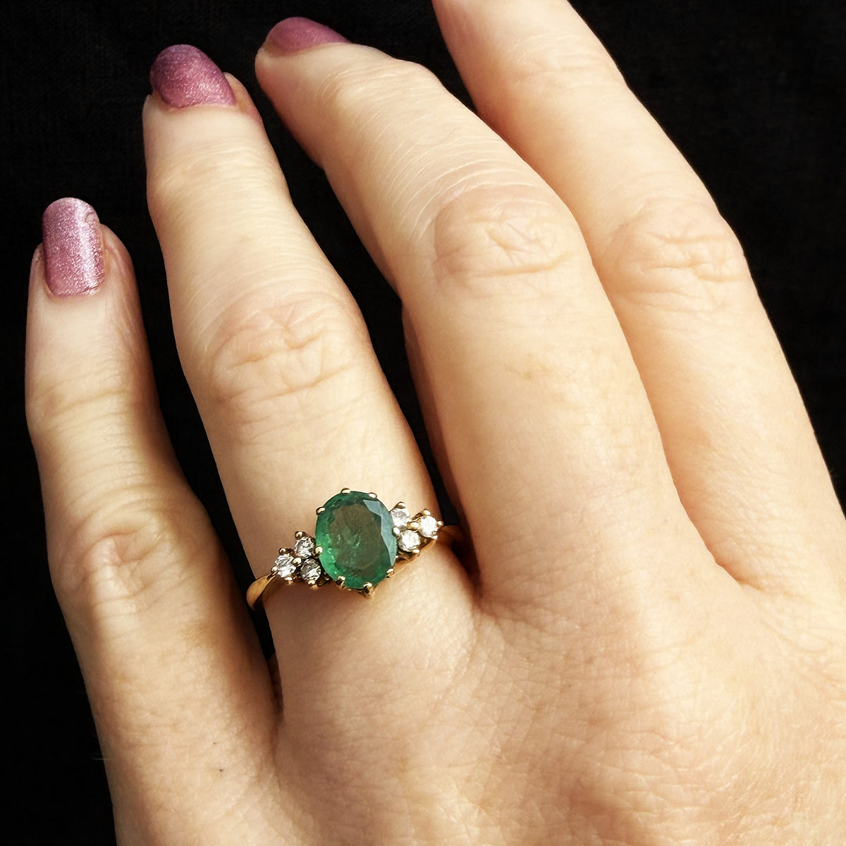 VINTAGE EMERALD & DIAMOND RING 18ct GOLD