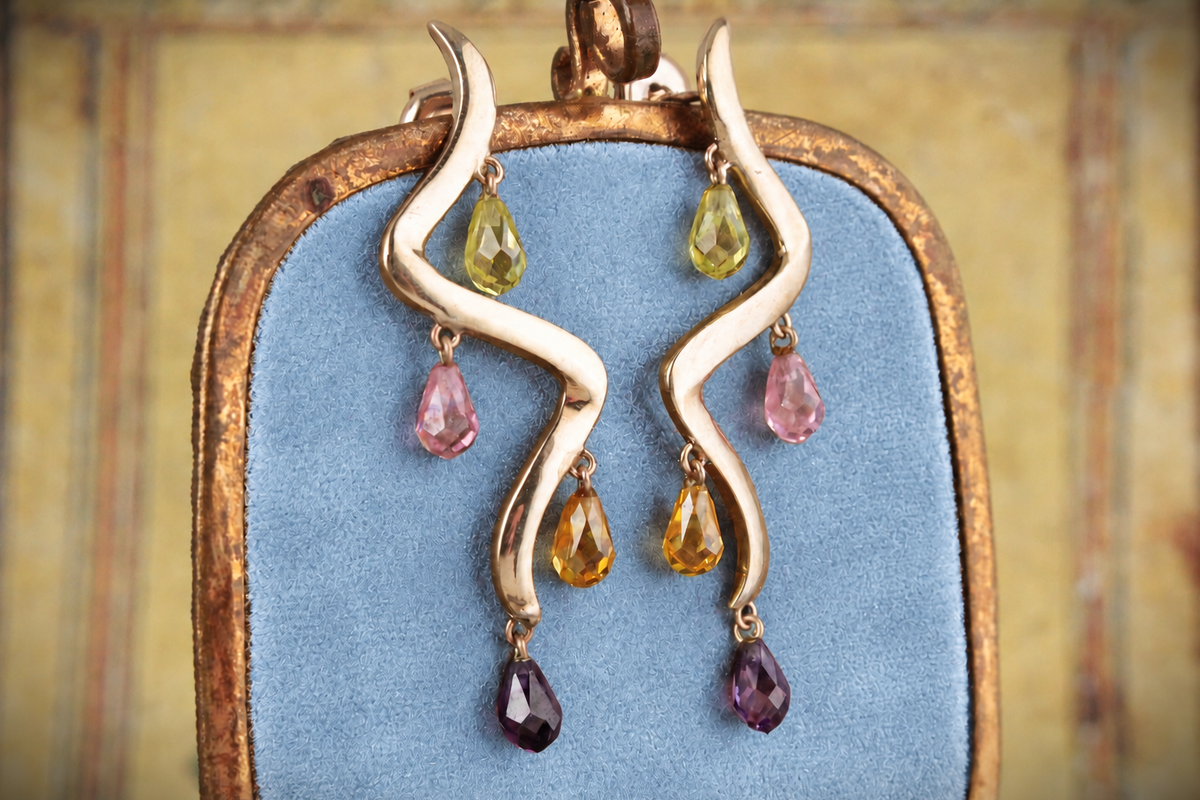 CONTEMPORARY MIXED GEM EARRINGS 9ct GOLD