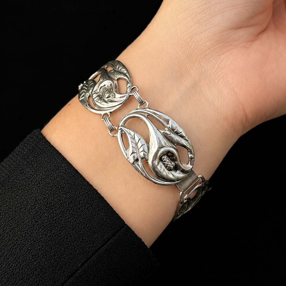 VINTAGE DANECRAFT 'LILIES' BRACELET STERLING SILVER