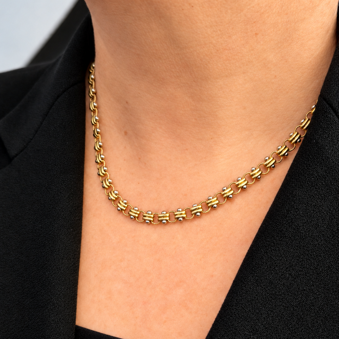 VINTAGE ITALIAN TANK LINK CHAIN 18ct GOLD