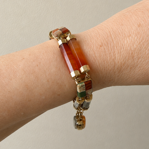 ANTIQUE VICTORIAN AGATE BRACELET 9ct GOLD