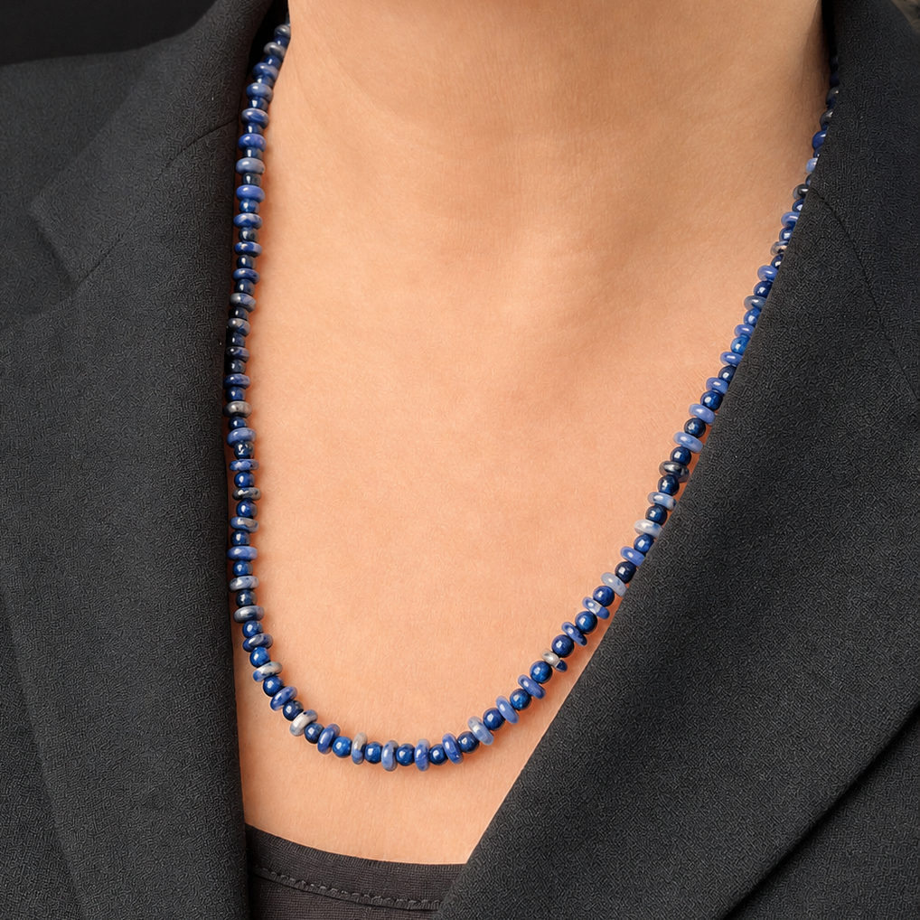 BESPOKE LAPIS LAZULI &amp; SODALITE NECKLACE 9ct GOLD