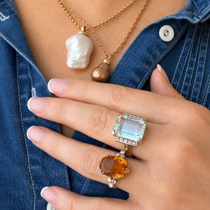 ANTIQUE ART DECO CITRINE & DIAMOND COCKTAIL RING 18ct GOLD