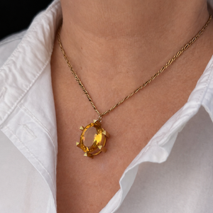 ANTIQUE LATE VICTORIAN/EARLY EDWARDIAN CITRINE PENDANT 15ct GOLD