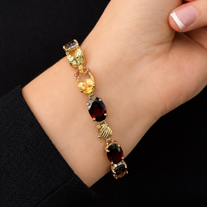 VINTAGE 45ct MIXED GEM BRACELET 9ct GOLD