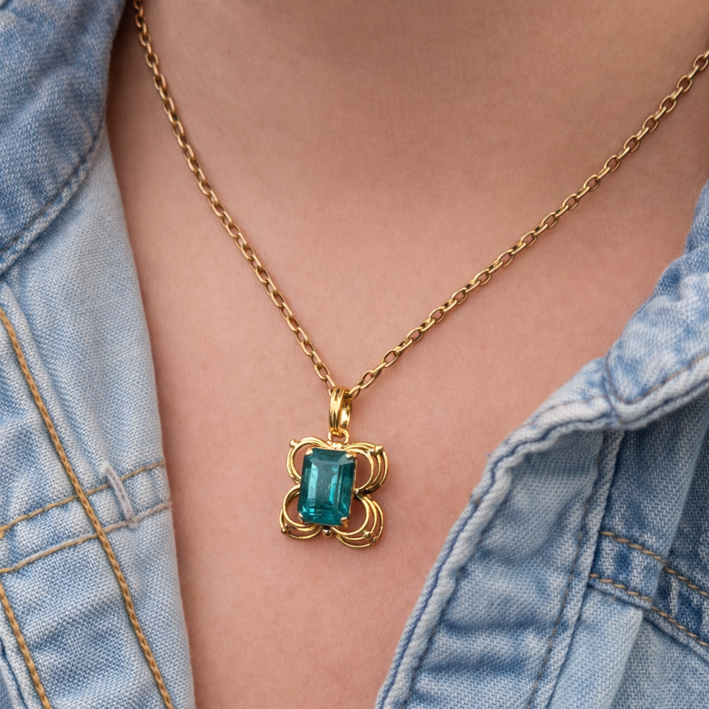 VINTAGE 7.50ct TOURMALINE PENDANT 14ct GOLD