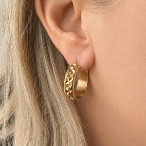 ANTIQUE EDWARDIAN TEXTURED 9ct GOLD HOOP EARRINGS