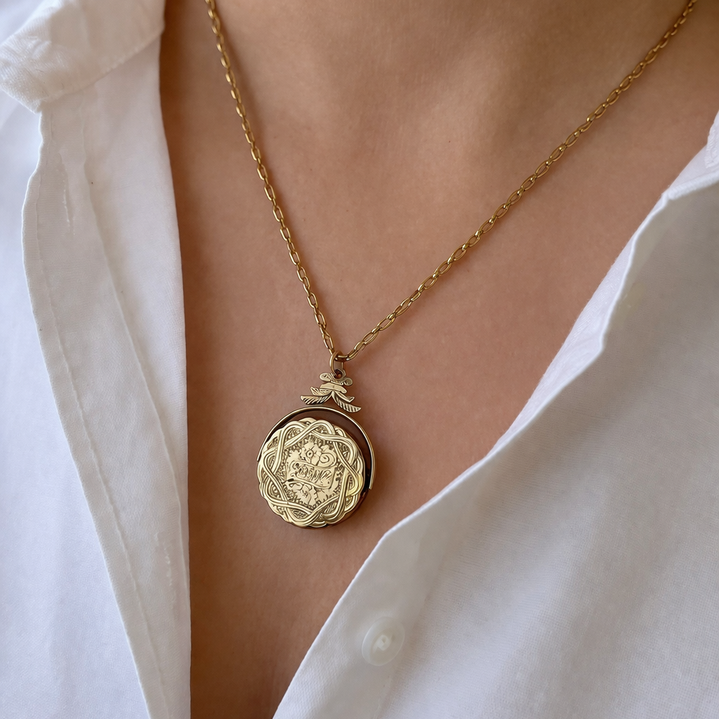 ANTIQUE EDWARDIAN ENGRAVED SPINNING FOB LOCKET 9ct GOLD