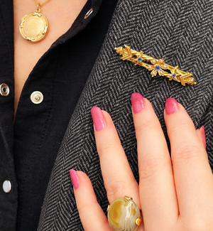 ANTIQUE EDWARDIAN c1910 BANDED AGATE COCKTAIL RING 9ct GOLD