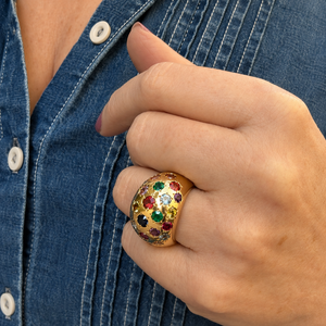 VINTAGE SCATTERED GEM BOMBE RING 18ct GOLD