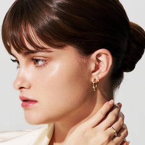 CONTEMPORARY BAMBOO DIAMOND SET EARRINGS 9/18ct GOLD