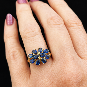 VINTAGE 2ct SAPPHIRE CLUSTER RING 9ct GOLD