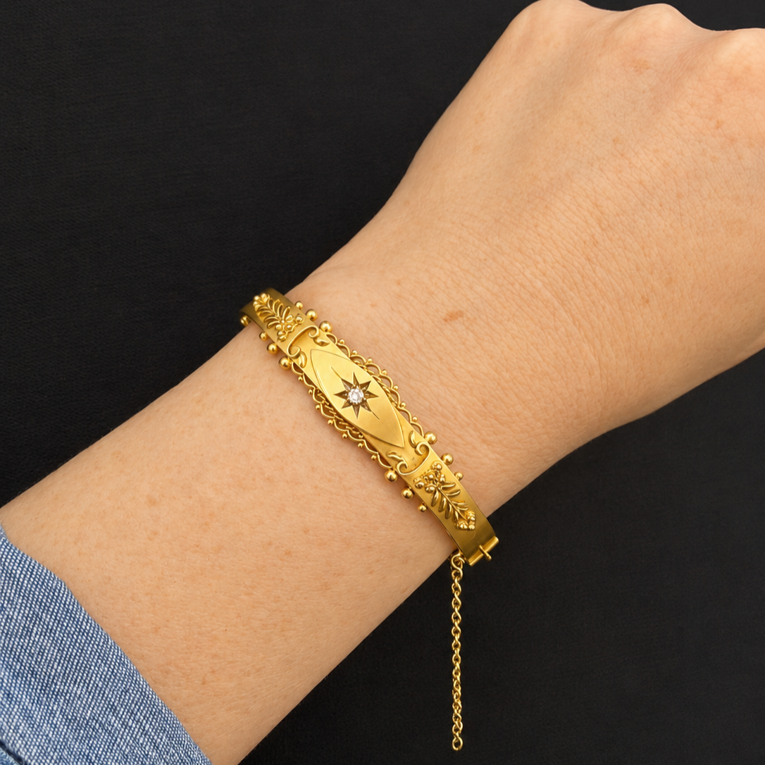 EDWARDIAN 1910 DIAMOND BANGLE 9ct GOLD