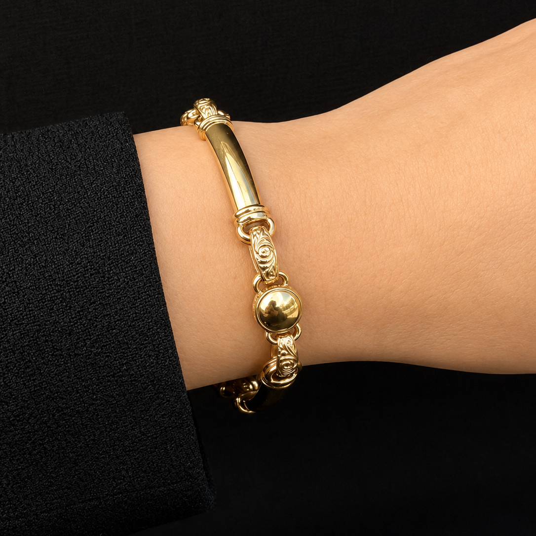VINTAGE ORNATE LINK BRACELET 9ct GOLD
