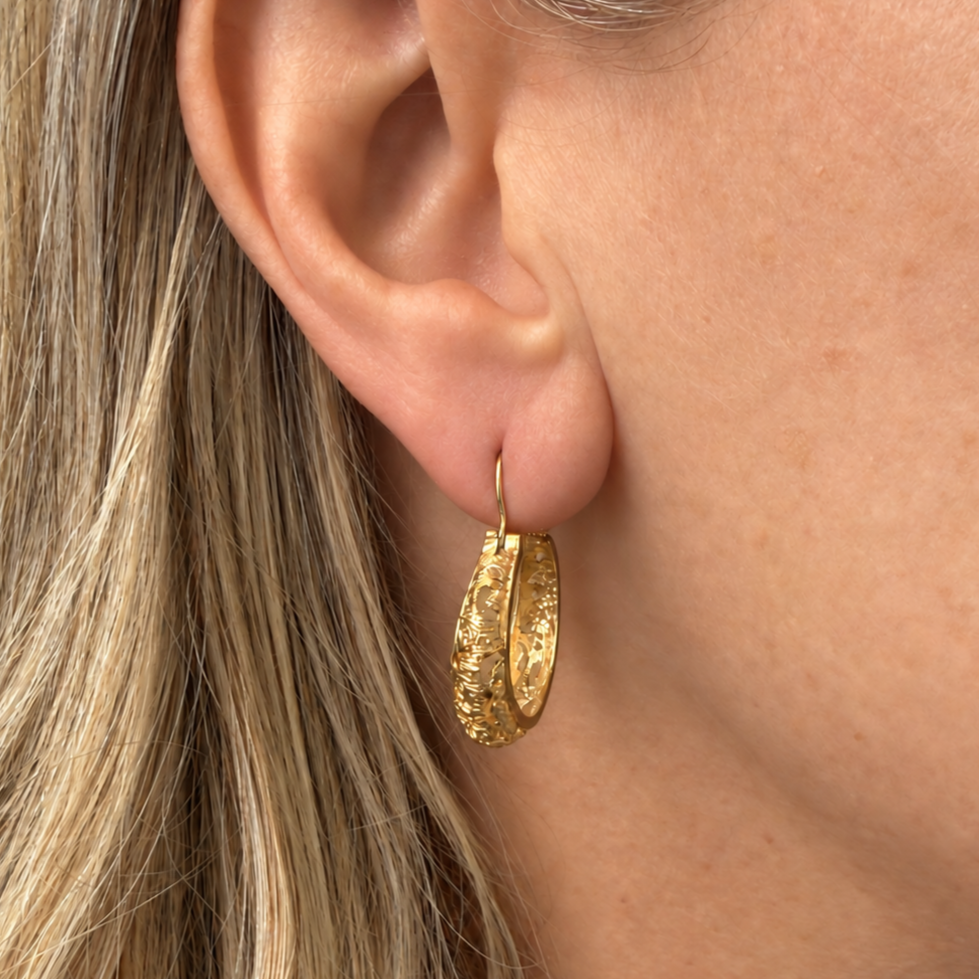 MID-CENTURY HOOP EARRINGS 14ct GOLD
