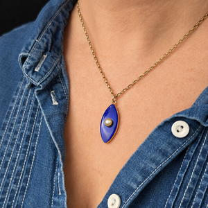 ANTIQUE VICTORIAN BLUE ENAMEL AND PEARL PENDANT 18 & 9ct GOLD