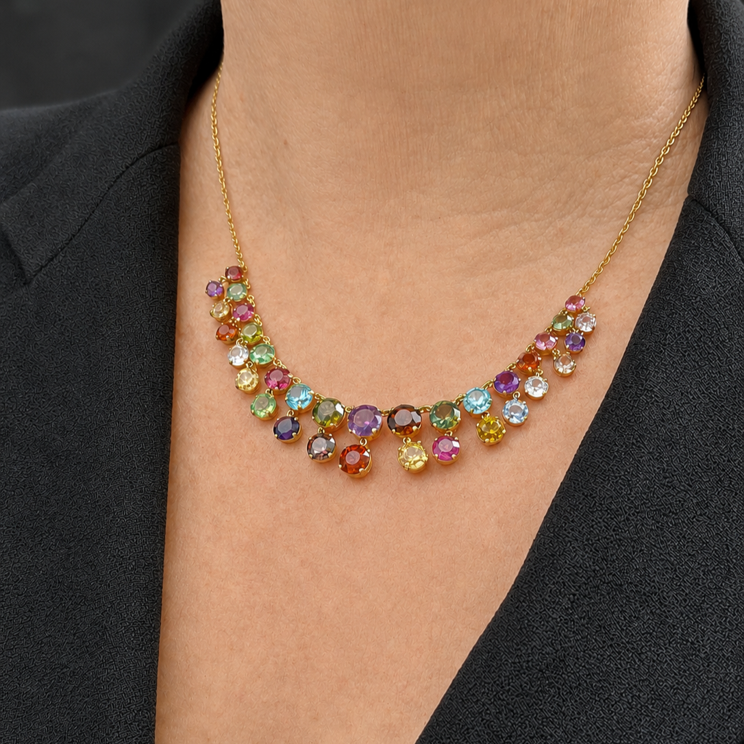ANTIQUE EDWARDIAN c1900 HARLEQUIN NECKLACE 9ct GOLD