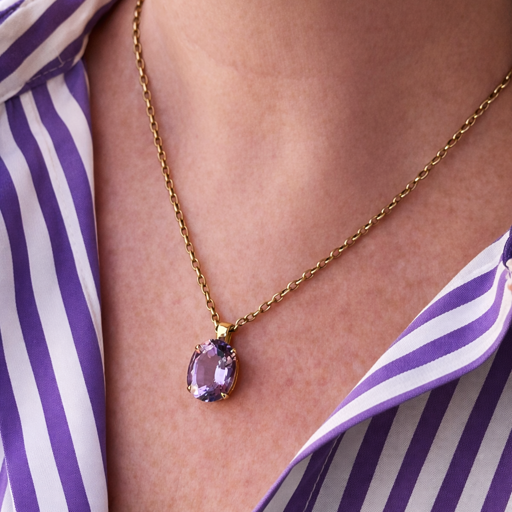 CONTEMPORARY 8.70ct AMETHYST PENDANT 9ct GOLD
