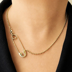 MID-CENTURY 1976 SAFETY PIN PENDANT/EXTENDER 9ct GOLD