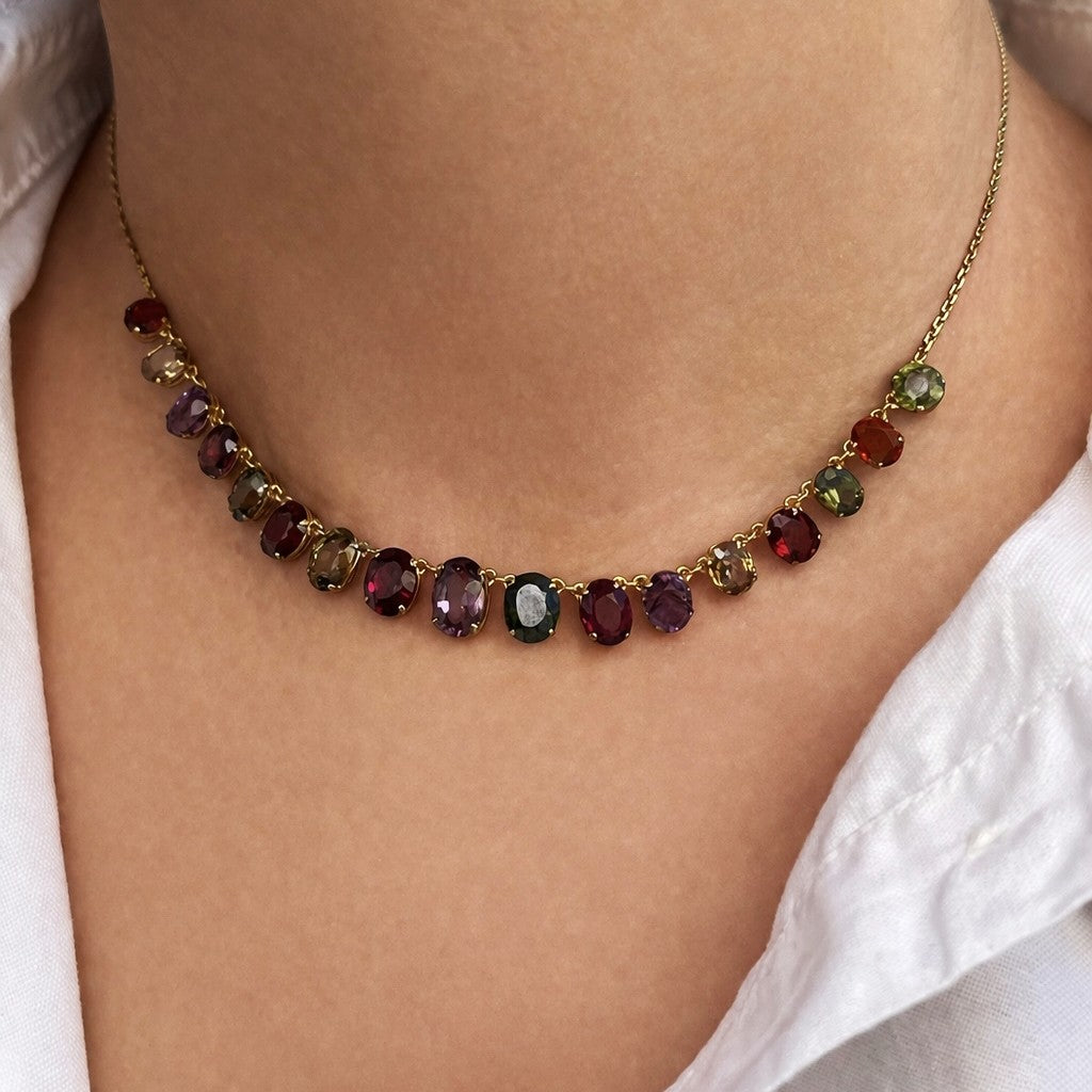 ANTIQUE EDWARDIAN c1900 HARLEQUIN NECKLACE 9ct GOLD