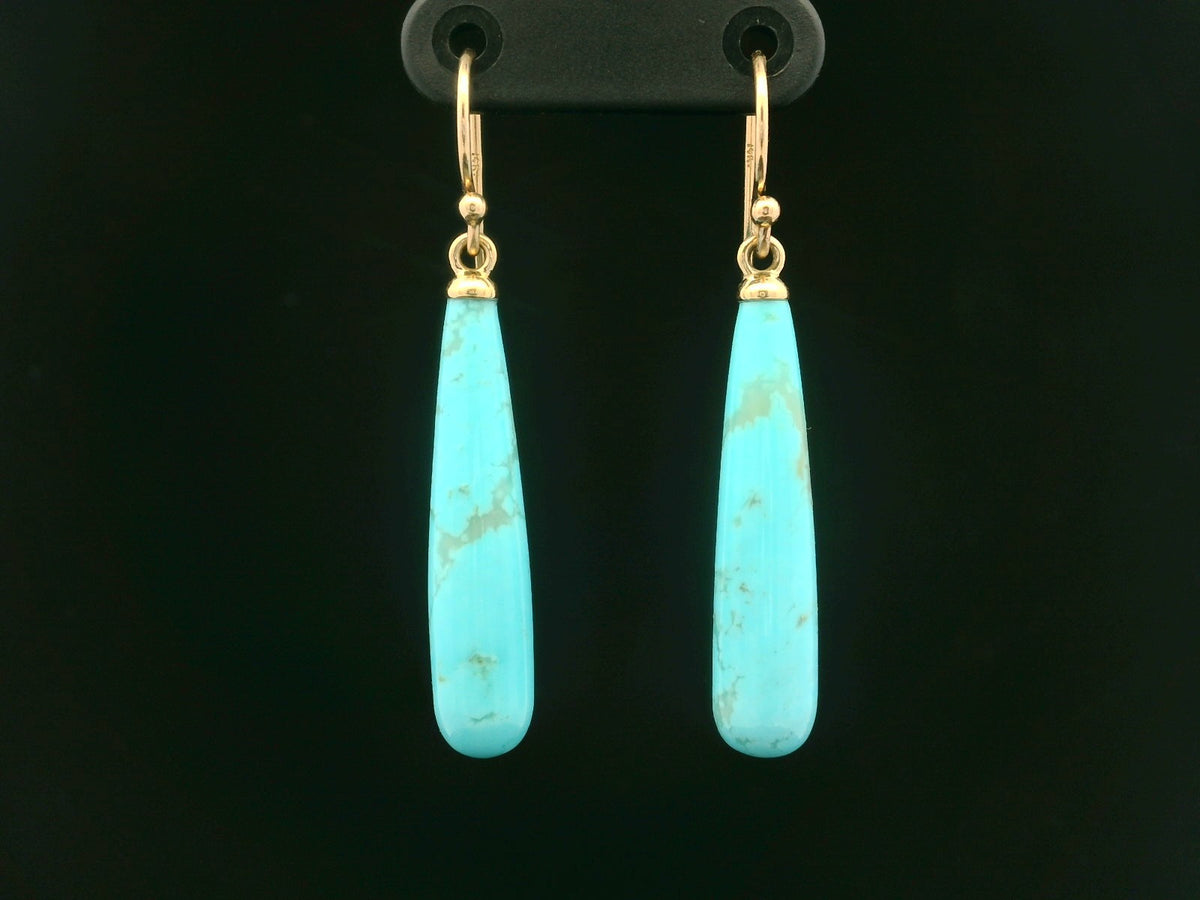 TURQUOISE BULLET EARRINGS 9ct YELLOW GOLD