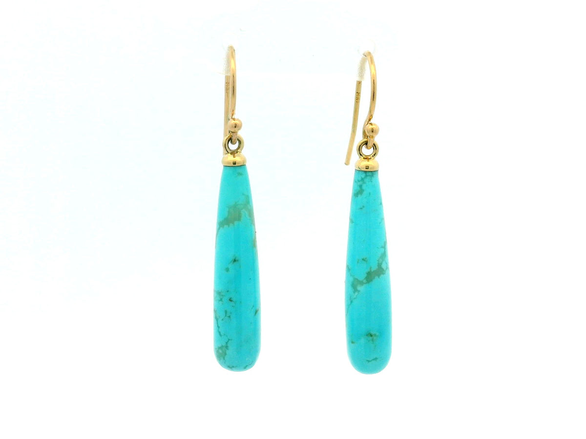 TURQUOISE BULLET EARRINGS 9ct YELLOW GOLD
