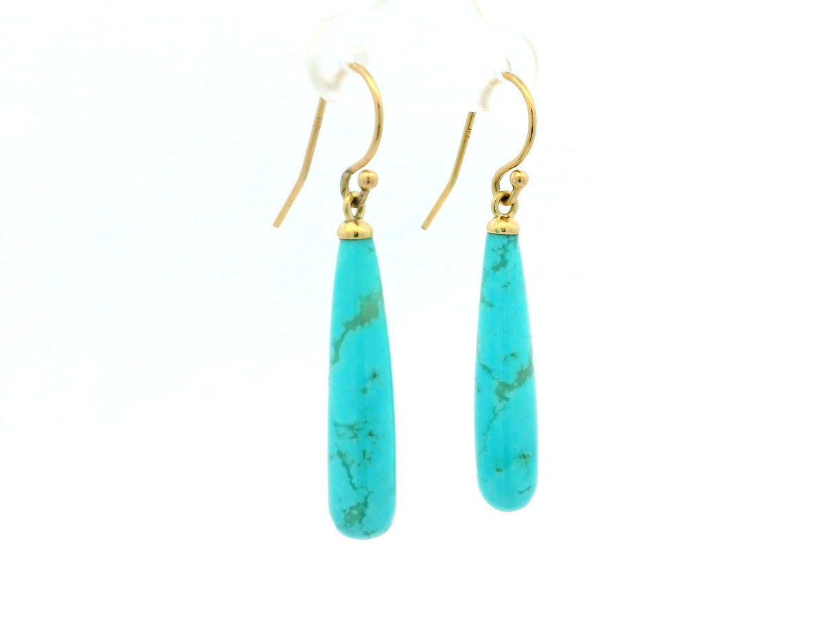 TURQUOISE BULLET EARRINGS 9ct YELLOW GOLD