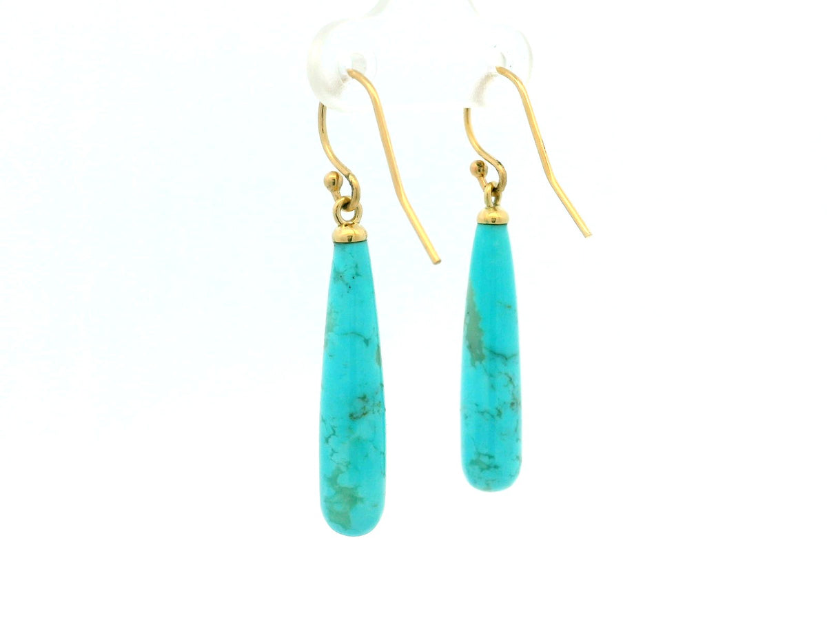TURQUOISE BULLET EARRINGS 9ct YELLOW GOLD