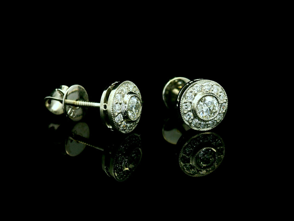 MODERN .58ct DIAMOND STUD EARRINGS 18CT WHITE GOLD