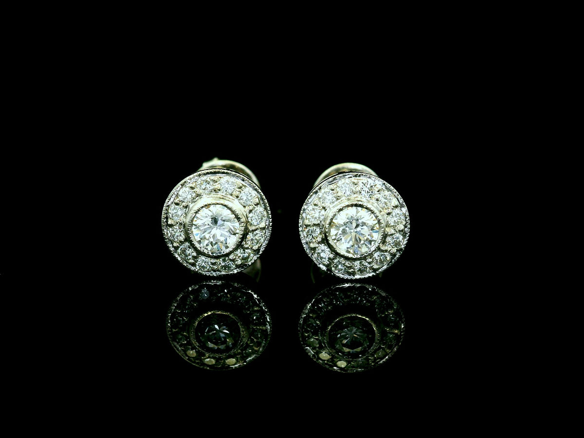 MODERN .58ct DIAMOND STUD EARRINGS 18CT WHITE GOLD