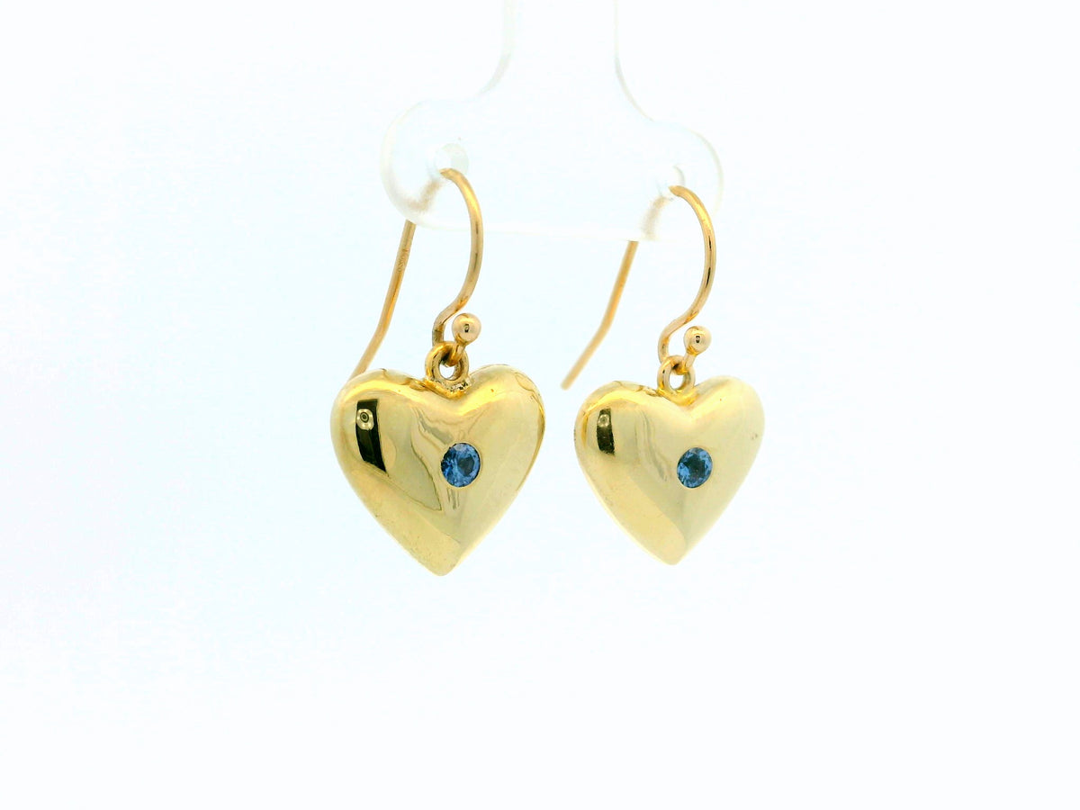 VINTAGE SAPPHIRE HEART EARRINGS 9ct GOLD