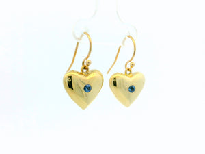 VINTAGE SAPPHIRE HEART EARRINGS 9ct GOLD